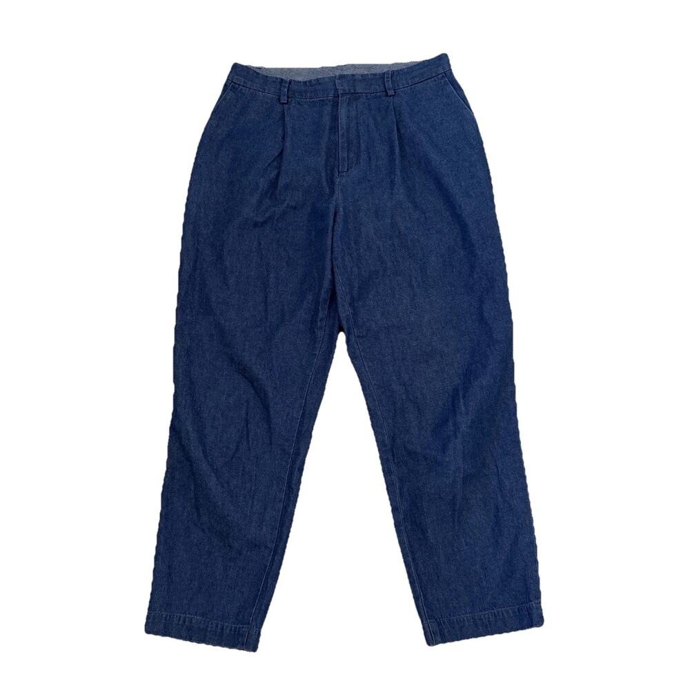 Uniqlo Denim Pleated Dress Pants Women’s Size 8 Blue Cotton Trousers Casual